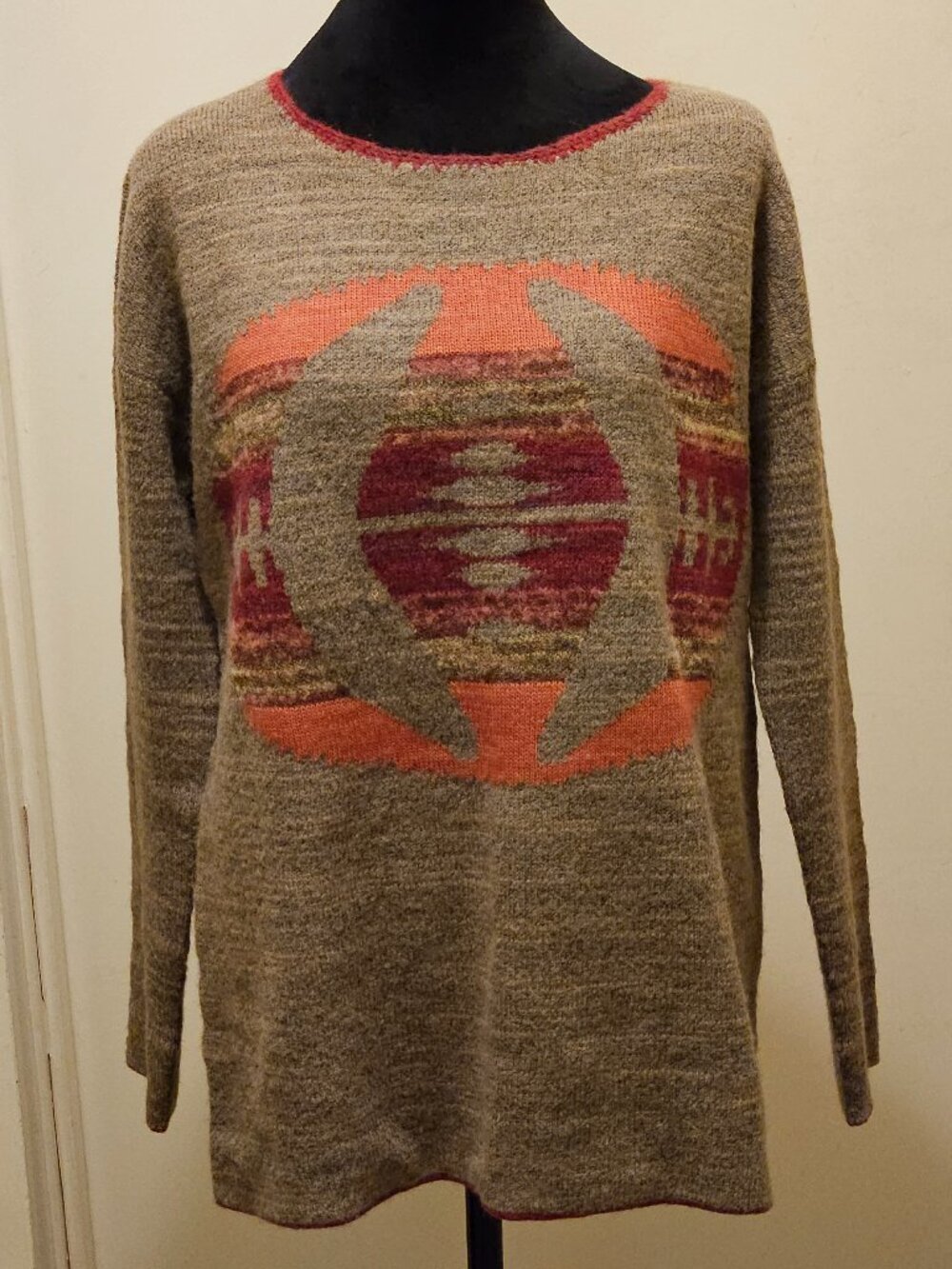 J. Jill Wool Alpaca Acrylic Blend Southwest Sunset Knit Tunic.  S/M